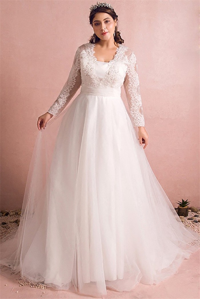 a line lace and sparkle wedding dress plus size