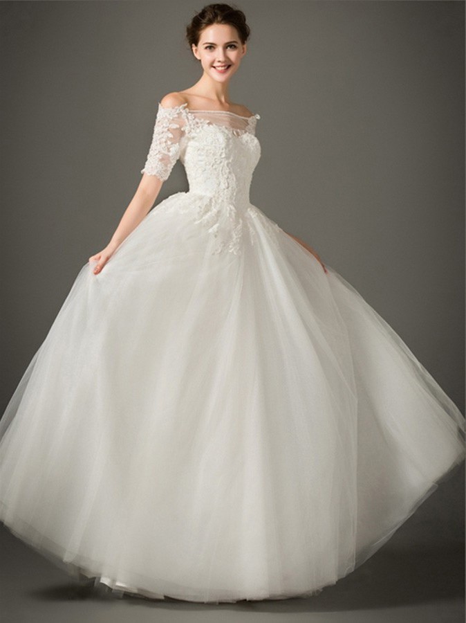 a-line-off-the-shoulder-short-sleeve-tulle-lace-wedding-dress-without-train