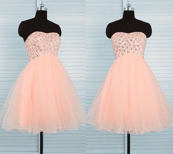 peach prom dresses short