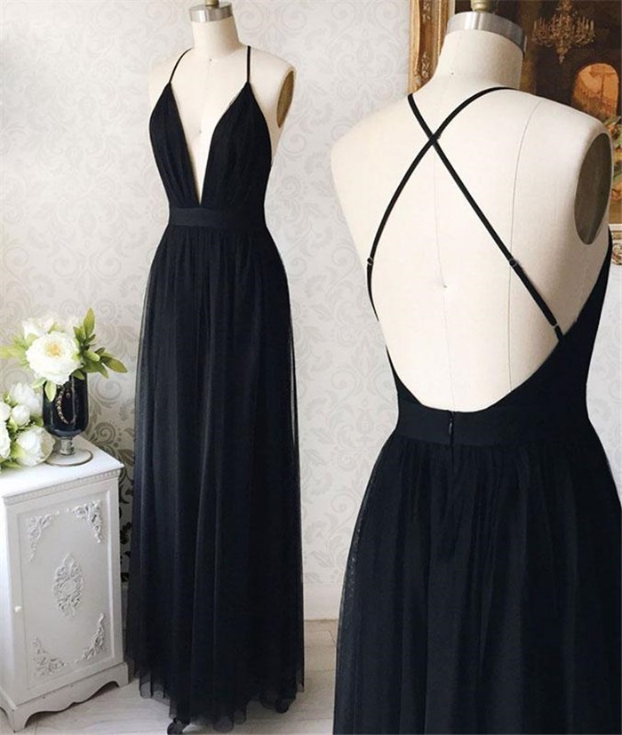 plunging neckline long dress