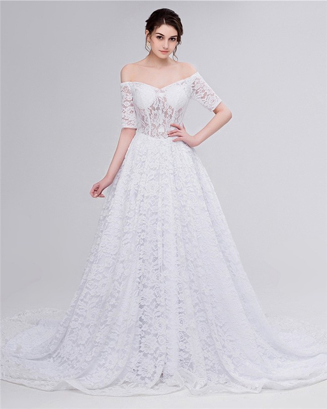 a-line-off-the-shoulder-corset-back-lace-wedding-dress-with-short-sleeves