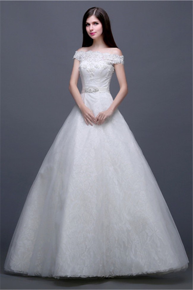 ball-gown-off-the-shoulder-tulle-lace-beaded-wedding-dress-without-train