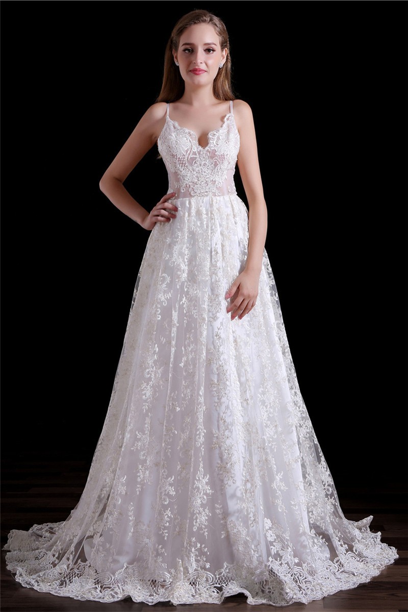 Wedding Dress Lace Straps Low Back Bestweddingdresses 6481
