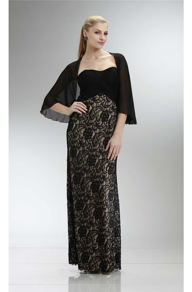 Elegant Strapless Empire Waist Black Lace Mother Of The Bride Dress