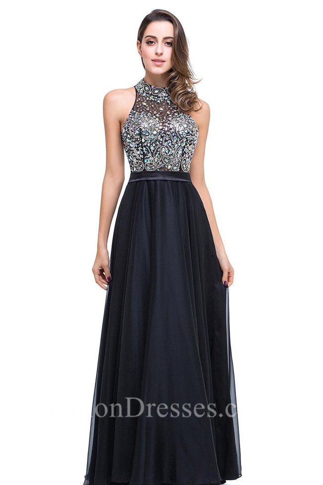 halter keyhole prom dress