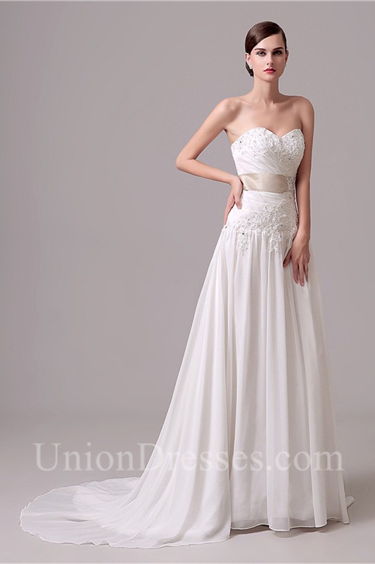 Chiffon Drop Waist Wedding Dress 2