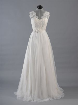 See Through Beaded Beach Destination Wedding Dress Illusion Neckline Corset  Low Back Champagne Tulle