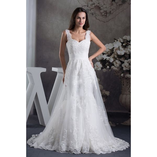 Elegant Mermaid With Straps Corset Beaded Lace Wedding Dress Bridal Gown