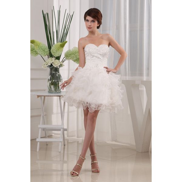 Lovely Short Mini Ball Gown Sweetheart With Crystals Ruffled Organza ...