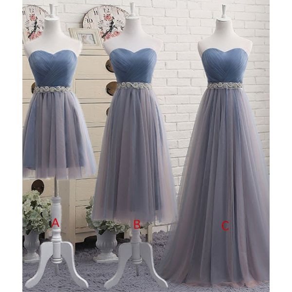 Beautiful A Line Sweetheart Tulle Ruched Prom Dress With Beading Sash