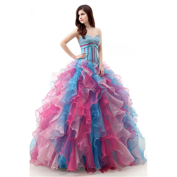 multi colored corset prom dresses