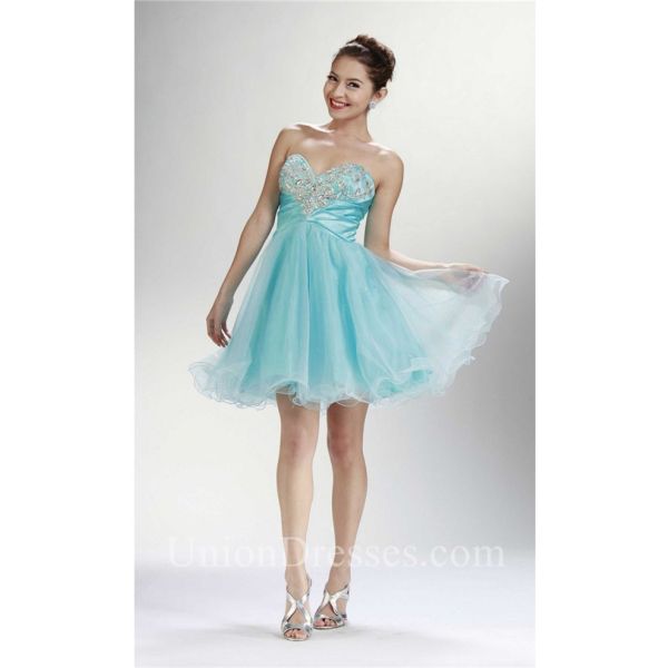 Short Aqua Prom Dresses