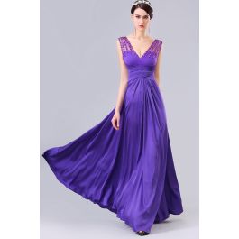 Sexy Deep V Neck See Through Back Long Regency Chiffon Beaded Evening ...