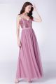 Beautiful V Neck Spaghetti Straps Sequined Bodice Dusty Rose Tulle Prom Bridesmaid Dress