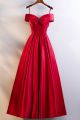 Stunning Off The Shoulder Corset Red A Line Prom Evening Dress With Bow