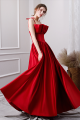 Princess Spaghetti Straps Corset Red A Line Prom Evening Dress With Ruffles