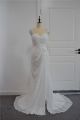 Stunning Sheath White Beach Destination Wedding Dress Sweetheart Cap Sleeves Open Back With Crystals