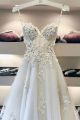 Elegant A Line Sweetheart See Through Floral Wedding Dress Bridal Gown With Flowers