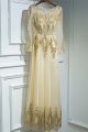 Gorgeous Boat Neckline Long Sleeve Crystal Beaded Gold Prom Evening Dress With Appliques