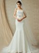 Stunning Mermaid Strapless Corset Crystal Beaded Lace Wedding Bridal Dress With Belt