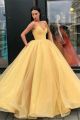 Princess Ball Gown Prom Quinceanera Dress Strapless Yellow Organza