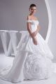 Elegant Ball Gown Off The Shoulder Corset Crystal Beaded Taffeta Wedding Dress Bridal Gown