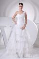 Elegant A Line Sweetheart One Shoulder Corset Tiered White Organza Wedding Dress Bridal Gown 