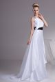 Stunning A Line One Shoulder Corset Crystal Beaded White Taffeta Prom Evening Dress 