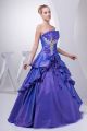 Stunning Ball Gown Strapless Corset Beaded Appliques Pick Up Regency Taffeta Prom Evening Dress 