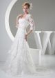 Elegant A Line Strapless Beaded Lace Wedding Dress With 3 4 Sleeve Jacket