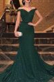 Royal Dark Green Mermaid Prom Evening Dress Off The Shoulder Sleeveless