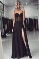 Unusual See Through Black A Line Prom Evening Dress Sweetheart With Slit