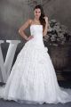 Beautiful Ball Gown Strapless Ruched White Taffeta Organza Wedding Dress Bridal Gown With Flower