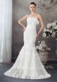 Princess Mermaid Strapless Tiered Taffeta Lace Wedding Dress Bridal Gown