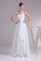 Empire Sweetheart Corset Beaded Appliques Ruched White Chiffon Wedding Dress 