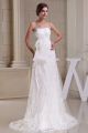 Elegant A Line Strapless Ruched Lace Beach Destination Wedding Dress 