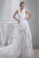 Beautiful Mermaid Halter Layered Taffeta Organza$ Wedding Dress Bridal Gown 