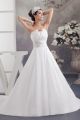 Simple A Line Strapless Crystal Beaded White Wedding Dress Bridal Gown