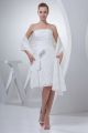 Short Mini Sheath Strapless Flower Wedding Dress With Shawl And Bow