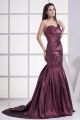 Elegant Mermaid One Shoulder Ruched Grape Taffeta Prom Evening Dress 