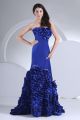 Gorgeous Mermaid Strapless Royal Blue Prom Evening Dress With Ruffles 