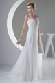 Greek Sheath Halter Beaded Appliques Ruched Chiffon Beach Wedding Dress Bridal Gown