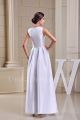 Simple A Line Plain White Taffeta Beach Destination Wedding Dress Bridal Gown Full Back