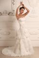 Gorgeous A Line Sweetheart Corset Tiered Organza Wedding Dress Bridal Gown With Crystals