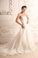 Elegant A Line Strapless Corset Beaded Appliques Ruched Organza Wedding Dress Bridal Gown