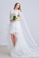 Beautiful Civil Short Sleeve Embellished Lace Tiered Organza High Low Wedding Dress 