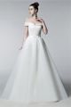 A Line Off The Shoulder Bow Belt Tulle Lace Beaded Wedding Dress Without Train