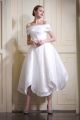 A Line Off The Shoulder Tea Length Lace Outdoor Garden Beach Wedding Dress