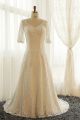 A Line V Neck Vintage Lace Sleeve Plus Size Wedding Dress