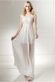 Allure Cap Sleeve Long White Chiffon Lace Beaded Party Prom Dress